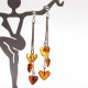Long Heart Baltic Amber Dangle Earrings with 925 Sterling Silver Studs