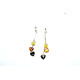 Multi-Color Baltic Amber Heart Dangle Earrings with 925 Sterling Silver Studs