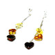 Multi-Color Baltic Amber Heart Dangle Earrings with 925 Sterling Silver Studs