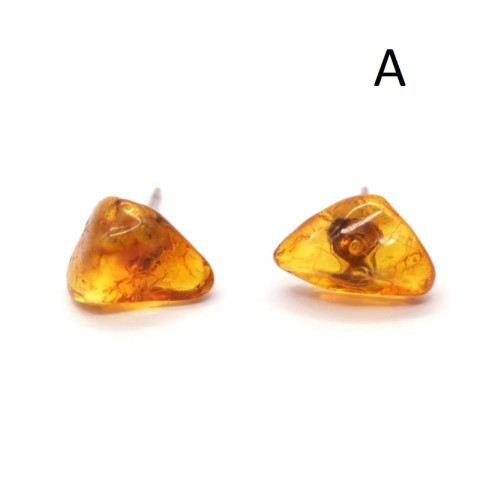 Natural shaped amber earrings with stud 24