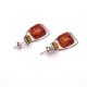 Modern Silver Earrings with Green and Cognac Baltic Amber
