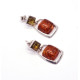 Modern Silver Earrings with Green and Cognac Baltic Amber