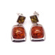 Modern Silver Earrings with Green and Cognac Baltic Amber