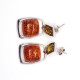 Modern Silver Earrings with Green and Cognac Baltic Amber