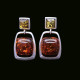 Modern Silver Earrings with Green and Cognac Baltic Amber