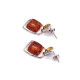 Modern Silver Earrings with Green and Cognac Baltic Amber