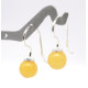 Silver earrings with a butter colored amber ball