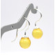 Silver earrings with a yellow amber ball