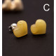 Heart Shape Royal Milky Baltic Amber Earrings Studs Sterling Silver 925