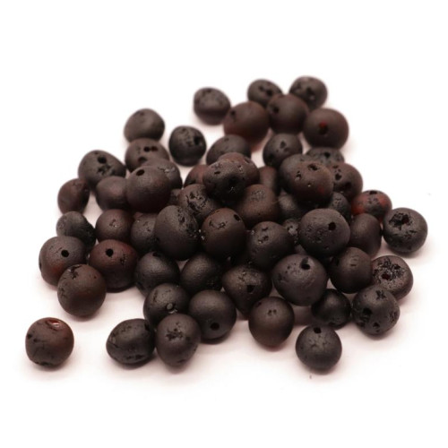 Unpolished baroque shaped amber beads in cherry color 4-6.5 mm