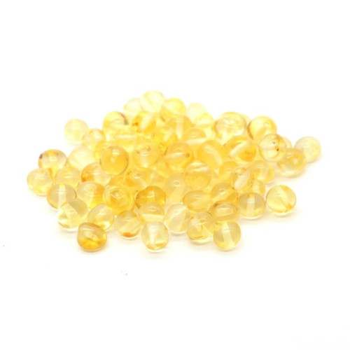 Polished baroque style amber lose beads in lemon color 4-6.5 mm