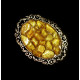 Silver-toned Brooch with Polished Baltic Amber Pieces