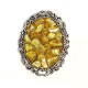 Silver-toned Brooch with Polished Baltic Amber Pieces
