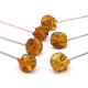 Silver Color Pin With Multi Color Baltic Amber Pieces