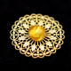 Gold-toned Brooch with Honey Baltic Amber