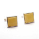 Square Shape Silver Color Cufflinks With Baltic Amber