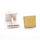 Square Shape Silver Color Cufflinks With Baltic Amber