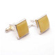 Square Shape Silver Color Cufflinks With Baltic Amber