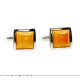 Exclusive Men’s Rhodium-Plated Sterling Silver Cufflinks (925 Hallmark) with Egg-Yolk Yellow Baltic Amber