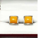Exclusive Men’s Rhodium-Plated Sterling Silver Cufflinks (925 Hallmark) with Egg-Yolk Yellow Baltic Amber