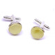 Silver Color Cuff-links With Butter Baltic Amber