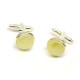 Silver Color Cuff-links With Butter Baltic Amber