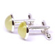 Silver Color Cuff-links With Butter Baltic Amber
