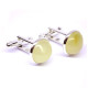 Silver Color Cuff-links With Butter Baltic Amber