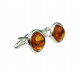 Classic Silver Cufflinks with Cognac Baltic Amber