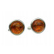 Classic Silver Cufflinks with Cognac Baltic Amber