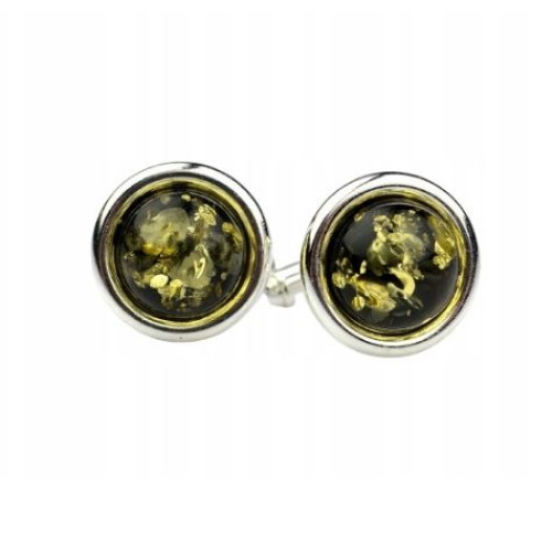 Classic Silver Cufflinks with Cognac Baltic Amber