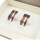 Modern Rectangular Sterling Silver (925) Cufflinks with Baltic Amber Inlays.