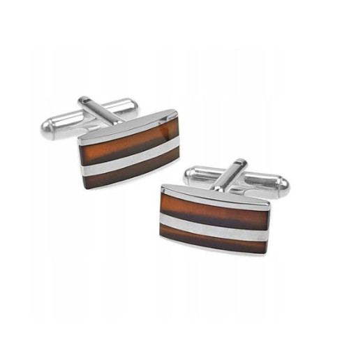 Modern Rectangular Sterling Silver (925) Cufflinks with Baltic Amber Inlays.