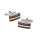 Modern Rectangular Sterling Silver (925) Cufflinks with Baltic Amber Inlays.