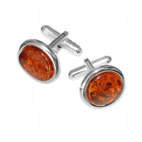 Elegant Men’s Sterling Silver Cufflinks (925 Hallmark) with Natural Baltic Amber