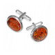 Elegant Men’s Sterling Silver Cufflinks (925 Hallmark) with Natural Baltic Amber