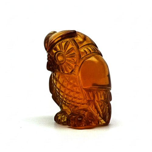 Hand-Carved Baltic Amber Owl Figurine
