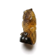 Hand-Carved Greenish Baltic Amber Owl Figurine
