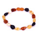 Unpolished Bean Style Multi-color Baltic Amber Adult Bracelet