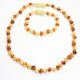 Polished Baroque Style Cognac / Milky Baltic Amber Teething Necklace / Bracelet Set
