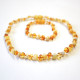 Polished Baroque Style Honey / Milky Baltic Amber Teething Necklace / Bracelet Set