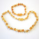 Polished Baroque Style Honey / Milky Baltic Amber Teething Necklace / Bracelet Set