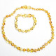 Polished Baroque Style Milky/Lemon Baltic Amber Teething Necklace / Bracelet Set