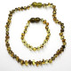 Polished Baroque Style Light Green Baltic AmberTeething Necklace / Bracelet Set