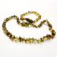 Polished Baroque Style Light Green Baltic AmberTeething Necklace / Bracelet Set
