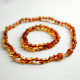 Polished Baroque Style Light Cognac Teething Necklace/Bracelet Set