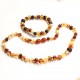 Polished Baroque Style Multicolor Baltic Amber Teething Necklace / Bracelet Set