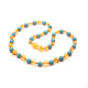 Polished Baroque Style Honey Baltic Amber With Turquoise Teething Necklace