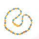 Polished Baroque Style Honey Baltic Amber With Turquoise Teething Necklace