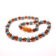 Polished Baroque Style Cognac Baltic Amber With Turquoise Teething Necklace